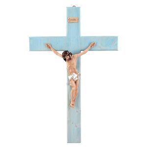 Crucifijo 87x50cm Celeste
