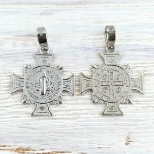 Crucifijo San Benito Plata 925